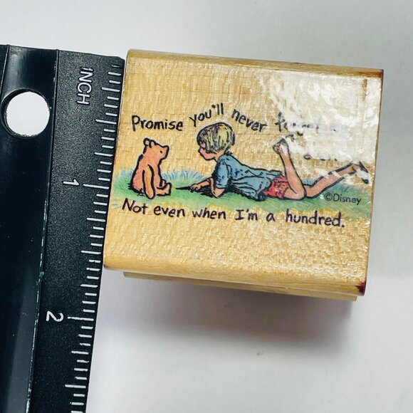 Vintage Winnie The Pooh Stamp Promise Youll Never Forget Me Disney Rubber Wood - Picture 8 of 8